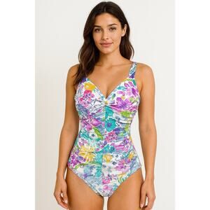 Vintage‎ Gabar Swimsuit Bathing Suit Floral One Piece Size 10 1970s
